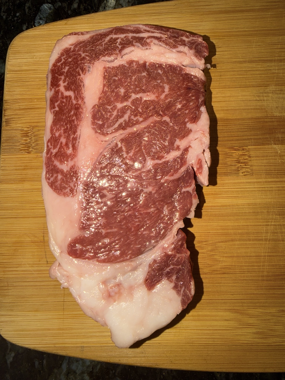 Highly marbled boneless American Wagyu ribeye from The Davidson Farm
